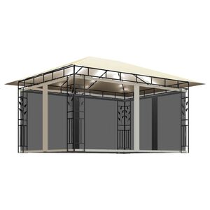 vidaXL Alt&aacute;n s moskyti&eacute;rou a světeln&yacute;mi LED řetězy 4x3x2,73 m kr&eacute;mov&yacute;
