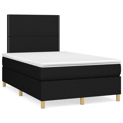 vidaXL Box spring postel s matrací a LED černá 120x190 cm textil