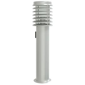 vidaXL Venkovn&iacute; stojac&iacute; lampa se z&aacute;suvkou stř&iacute;brn&aacute; 60 cm nerezov&aacute; ocel