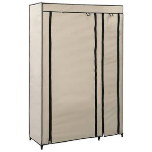 vidaXL Skl&aacute;dac&iacute; &scaron;atn&iacute; skř&iacute;ň kr&eacute;mov&aacute; 110 x 45 x 175 cm textil