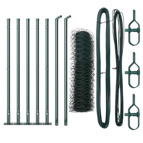 vidaXL Plotov&yacute; sloupek. Zelen&aacute; 10 x 0,6 m (36 mm s&iacute;ť) Ocel a PVC