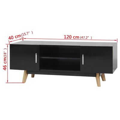 vidaXL Vysoce lesklý TV stolek černý 120 x 40 x 46 cm MDF