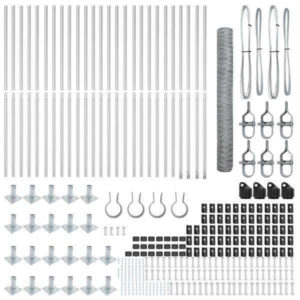 vidaXL Plotov&yacute; sloupek. Stř&iacute;brn&aacute; 50 x 1,2 m (50 mm s&iacute;ť) Ocel