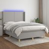 vidaXL Box spring postel s matrac&iacute; a LED světle &scaron;ed&aacute; 140x190 cm textil