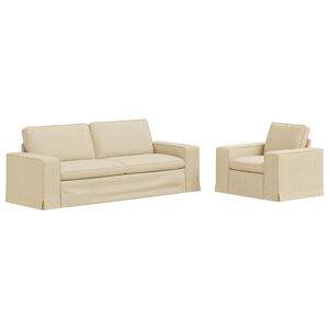 vidaXL Set pohovek 2 ks Kr&eacute;mov&aacute; textil