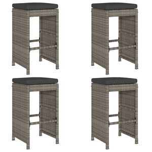 vidaXL Zahradní barové stoličky s poduškami 4 ks šedé polyratan