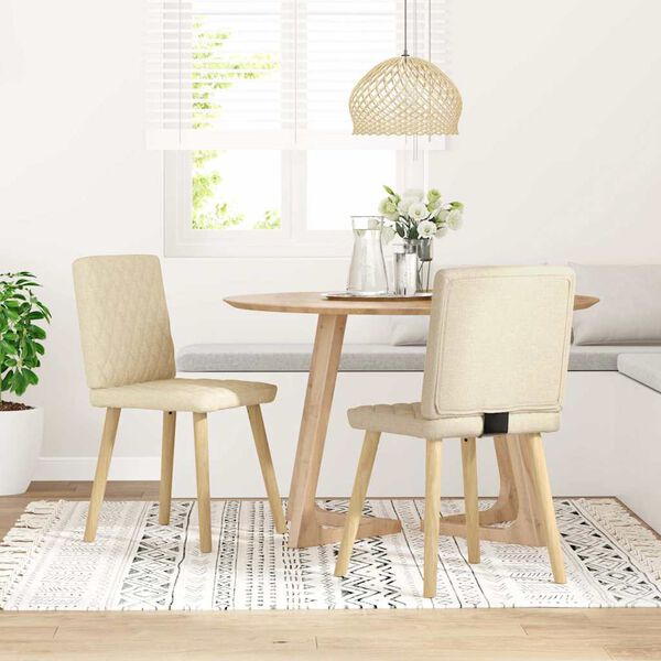 vidaXL Jídelní židle 2 ks krémové textil