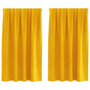 vidaXL Zatemňovac&iacute; z&aacute;věsy 2 pcs Hořčicově žlut&aacute; 140 x 140 cm samet