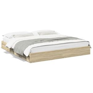 vidaXL R&aacute;m postele se z&aacute;suvkami dub sonoma 200x200 cm kompozitn&iacute; dřevo