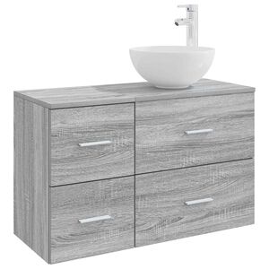 vidaXL Sada koupelnov&eacute;ho n&aacute;bytku 2 pcs &Scaron;ed&yacute; Sonoma Kompozitn&iacute; dřevo