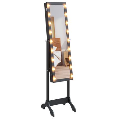 vidaXL Volně stojící zrcadlo s LED černé 34 x 37 x 146 cm