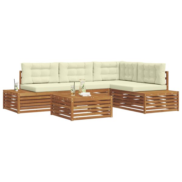 vidaXL Venkovn&iacute; pohovkov&aacute; souprava 5 Kus Přirozen&aacute; a Kr&eacute;mov&aacute;