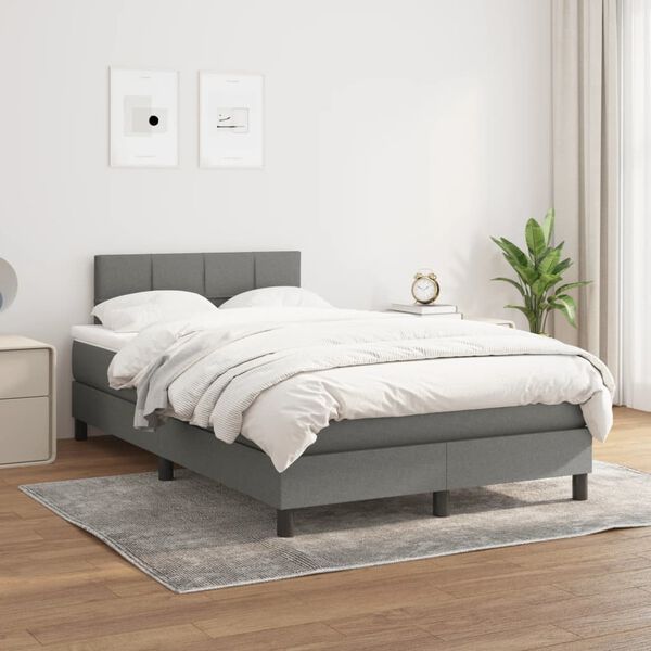 vidaXL Box spring postel s matrac&iacute; tmavě &scaron;ed&aacute; 120x190 cm textil