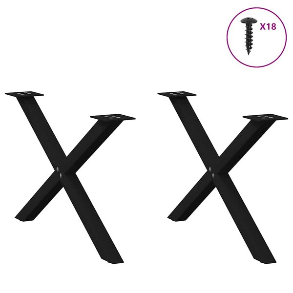 vidaXL Nohy konferenčn&iacute;ho stolku ve tvaru X, 2 ks, čern&eacute;, 70 x (42-43) cm, ocel