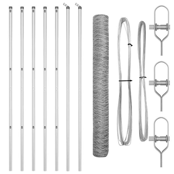vidaXL Plotov&yacute; sloupek. Stř&iacute;brn&aacute; 10 x 1 m (50 mm s&iacute;ť) Ocel