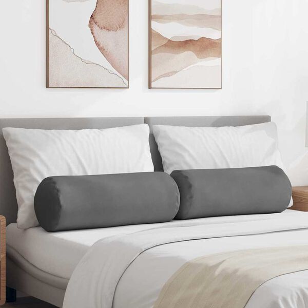vidaXL Polštáře 2 pcs Tmavě šedá Ø 25 x 70 cm Mikrovlákno