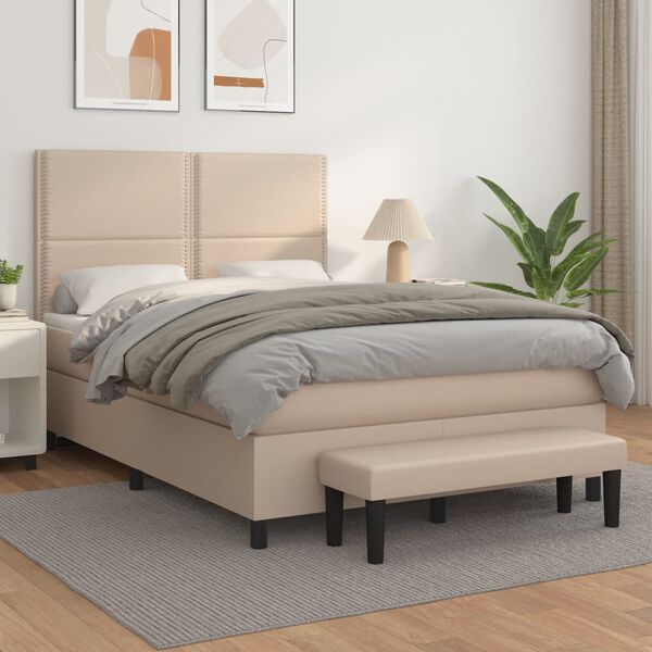 vidaXL Box spring postel s matrací cappuccino 140x190 cm umělá kůže