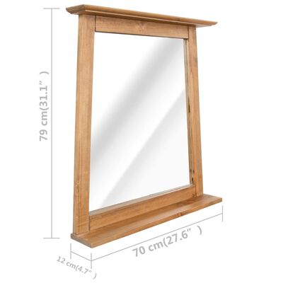 vidaXL Koupelnové zrcadlo masivní borové dřevo 70 x 12 x 79 cm