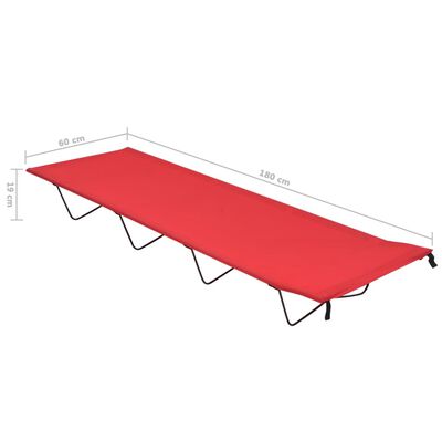 vidaXL Kempingová postel 180 x 60 x 19 cm oxfordská látka ocel červená