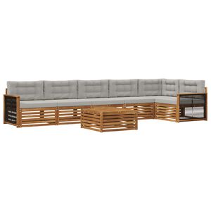 vidaXL Venkovn&iacute; pohovkov&aacute; souprava 7 pcs Př&iacute;rodn&iacute; a světle &scaron;ed&aacute;