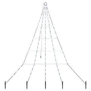 vidaXL LED v&aacute;nočn&iacute; stromeček se zemn&iacute;mi hroty Studen&aacute; b&iacute;l&aacute; 182 cm Kov