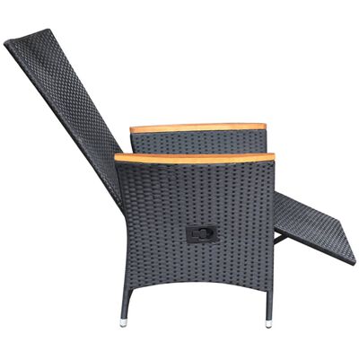 vidaXL Nastavitelné zahradní židle 2 ks s poduškami polyratan černé