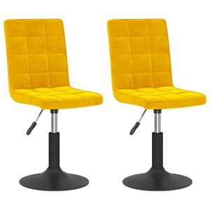 vidaXL Otočn&eacute; j&iacute;deln&iacute; židle 2 ks hořčicově žlut&eacute; samet