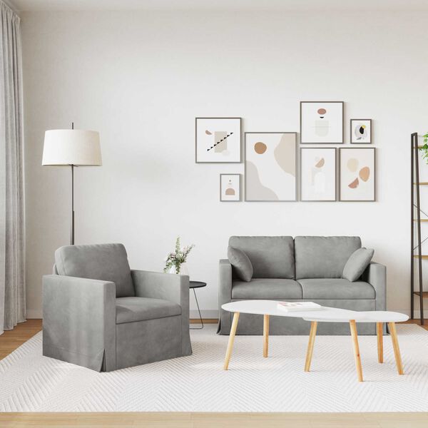 vidaXL Pohovka 2 pcs Světle &scaron;ed&aacute;