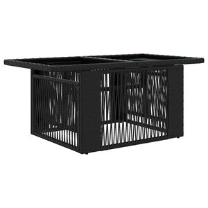 vidaXL Zahradn&iacute; stůl Čern&aacute; 100 x 55 x 37 cm PE ratan a sklo