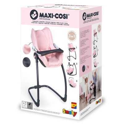 Smoby Autosedačka a židle pro panenky 3 v 1 Maxi-Cosi světle růžová
