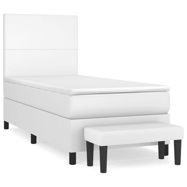 vidaXL Box spring postel s matrací bílá 100x200 cm umělá kůže