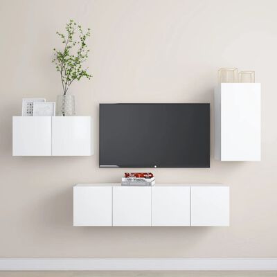 vidaXL 4dílný set TV skříněk bílá kompozitní dřevo