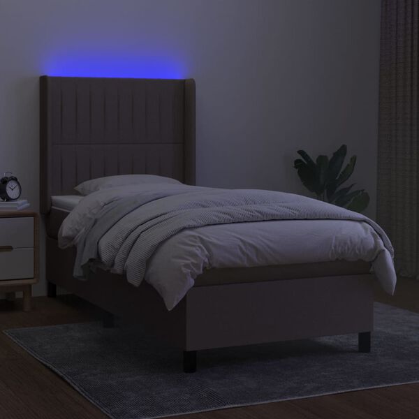 vidaXL Box spring postel s matrac&iacute; a LED taupe 80 x 200 cm textil