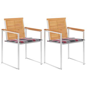 vidaXL Zahradn&iacute; židle s podu&scaron;kami 2 ks masivn&iacute; teakov&eacute; dřevo a ocel