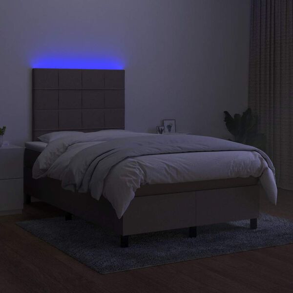 vidaXL Box spring postel s matrac&iacute; a LED taupe 120x190 cm textil