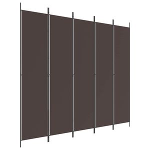 vidaXL 5d&iacute;ln&yacute; parav&aacute;n hněd&yacute; 250x220 cm textil