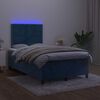 vidaXL Box spring postel s matrac&iacute; a LED tmavě modr&aacute; 120x200 cm samet