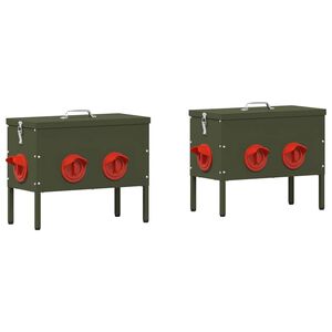 vidaXL Krm&iacute;tko pro slepice 2 Olivově zelen&aacute; 41,5 x 20,5 x 33 cm 15 kg