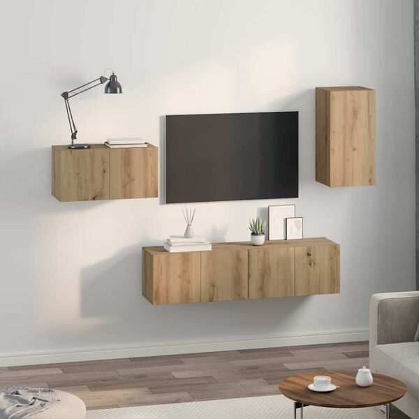 vidaXL Sestava TV skř&iacute;něk N&aacute;stěnn&yacute; 4 pcs dub artisan 30.5 x 30 x 60 cm