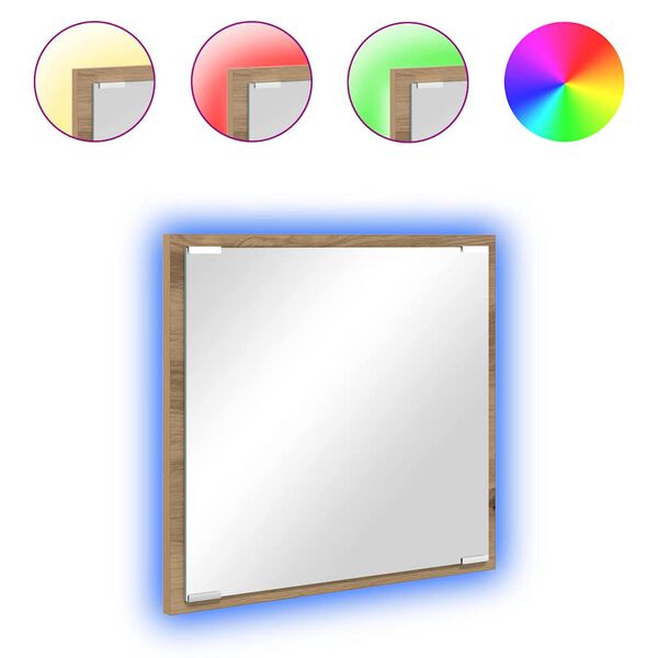 vidaXL LED koupelnov&eacute; zrcadlo N&aacute;stěnn&yacute; Artisanov&yacute; dub 40 x 37 x 8.5 cm