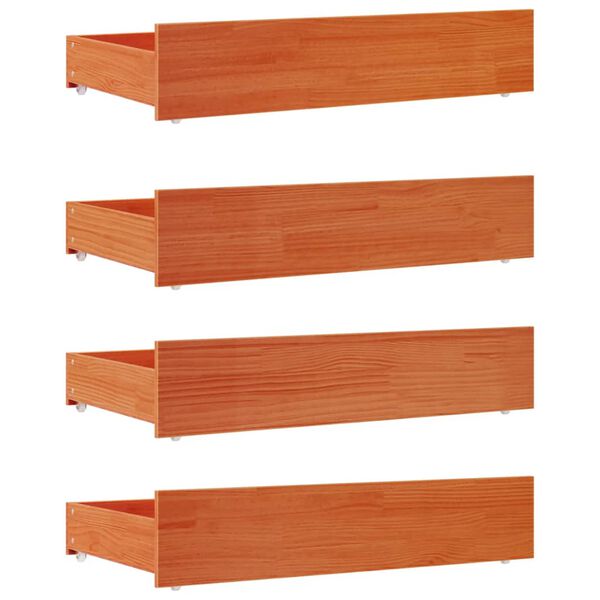 vidaXL Z&aacute;suvky pod postel 4 ks voskově hněd&eacute; masivn&iacute; borov&eacute; dřevo