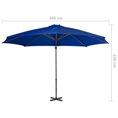 vidaXL Konzolový slunečník s hliníkovou tyčí azurově modrý 300 cm