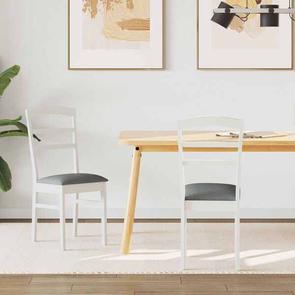 vidaXL J&iacute;deln&iacute; židle 2 pcs B&iacute;l&aacute; a &scaron;ed&aacute; Masivn&iacute; gumov&eacute; dřevo