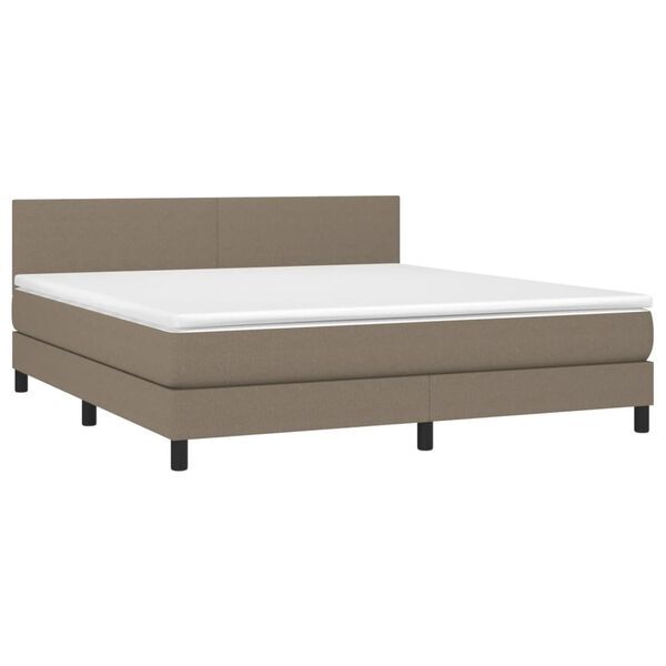 vidaXL Box spring postel s matrac&iacute; a LED taupe 180x200 cm textil