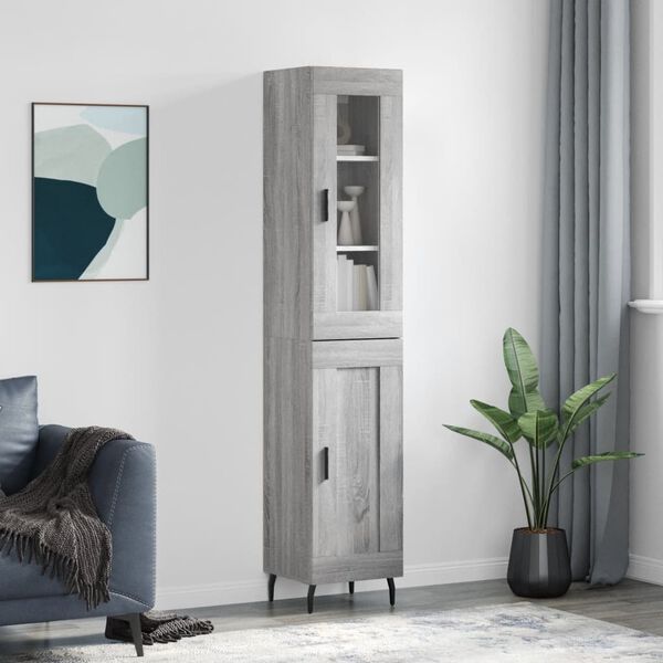 vidaXL Skř&iacute;ň highboard &scaron;ed&aacute; sonoma 34,5 x 34 x 180 cm kompozitn&iacute; dřevo