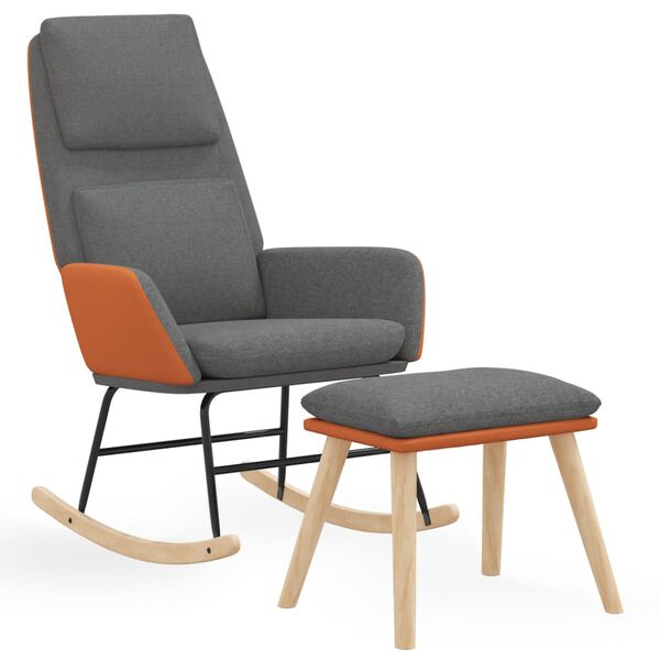 vidaXL Houpac&iacute; křeslo se stoličkou světle &scaron;ed&eacute; textil