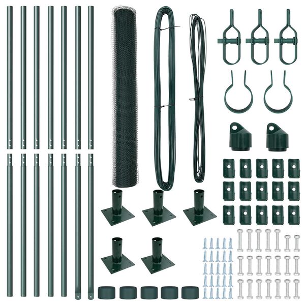 vidaXL Plotov&yacute; sloupek. Zelen&aacute; 10 x 1 m (25 mm s&iacute;ť) Ocel a PVC