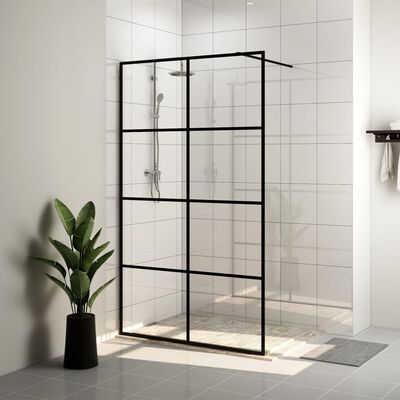 vidaXL Zástěna do průchozí sprchy čiré ESG sklo 140 x 195 cm černá