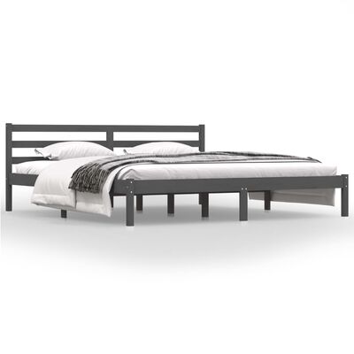 vidaXL Rám postele masivní borovice 180 x 200 cm šedý Super King