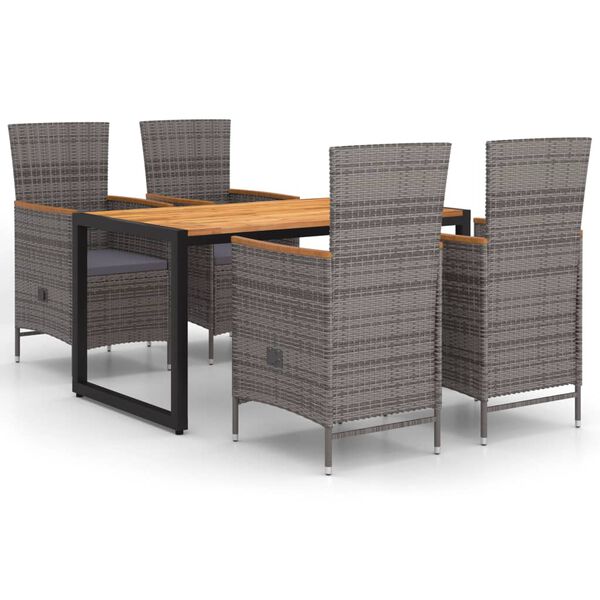 vidaXL 5d&iacute;ln&yacute; zahradn&iacute; j&iacute;deln&iacute; set &scaron;ed&yacute;